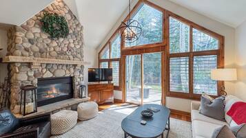 TV, fireplace, printers