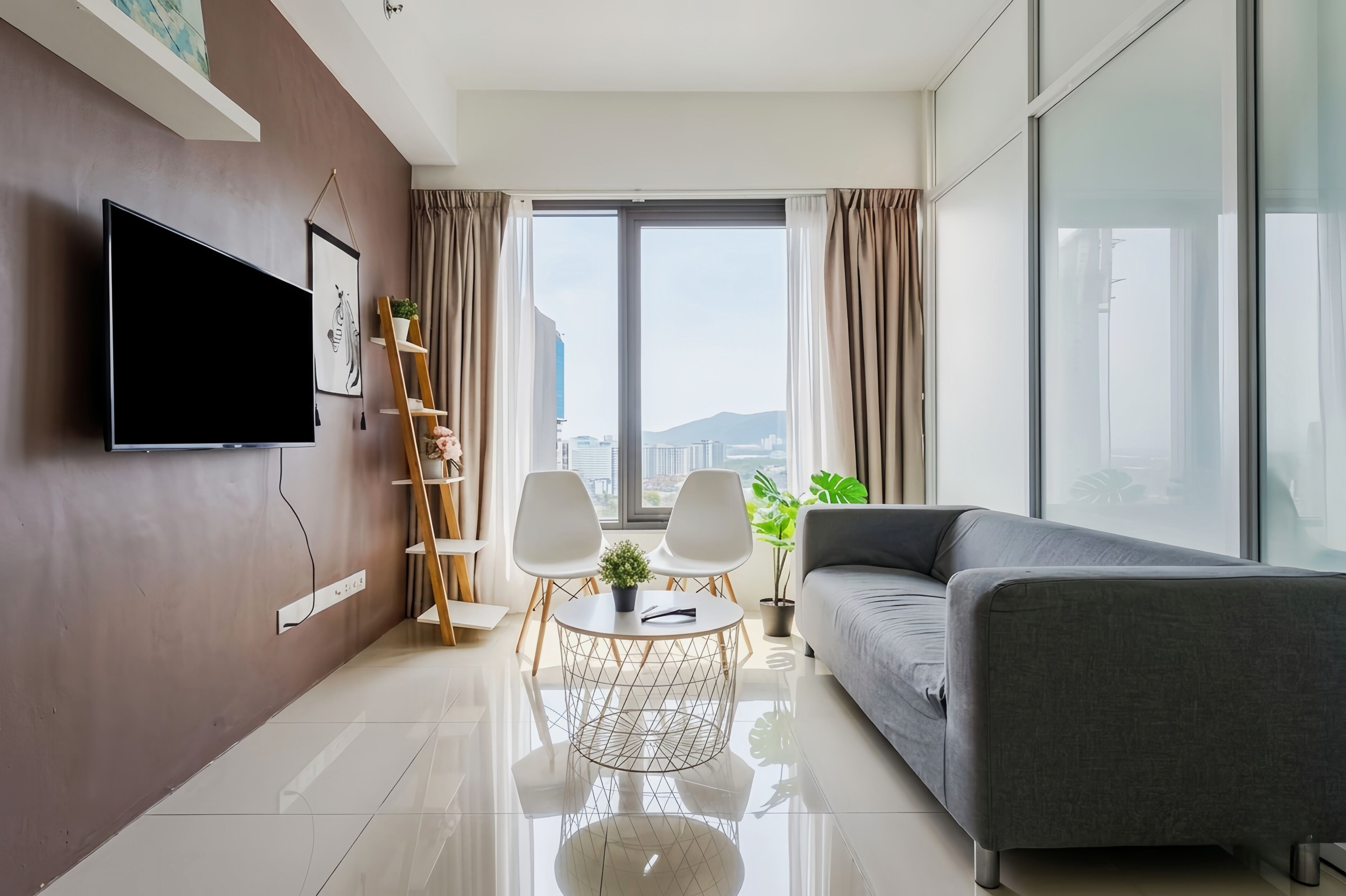 Apartment, 2 Bedrooms, City View | Living area | LED TV