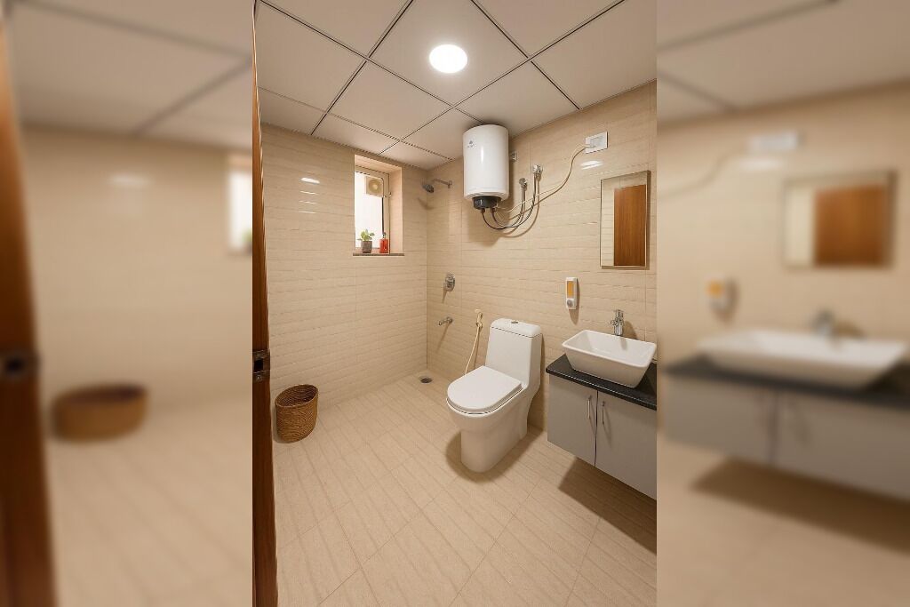 Shower, towels, soap, toilet paper