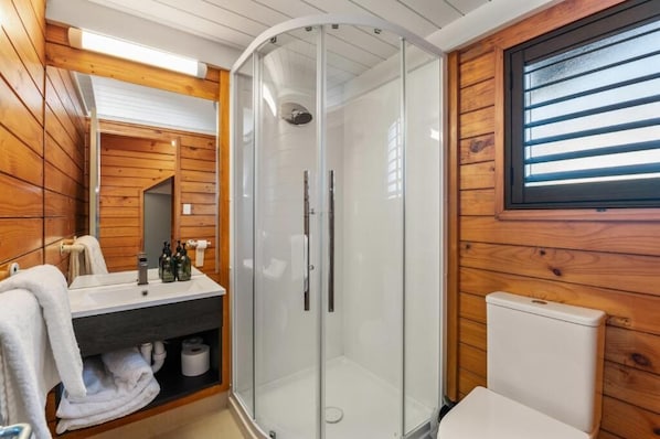 Towels, soap, shampoo, toilet paper