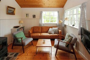TV, fireplace - Authentic cottage close to the beach on Samsø (Samsø)