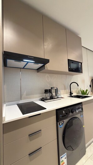 Kühlschrank, Mikrowelle, Ofen, Herdplatte