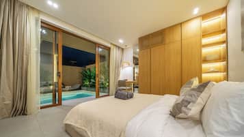 Deluxe Villa, 2 Bedrooms, Pool View | Egyptian cotton sheets, premium bedding, in-room safe