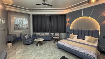 Luxury Double or Twin Room, Garden View | Desk, laptop workspace, blackout curtains