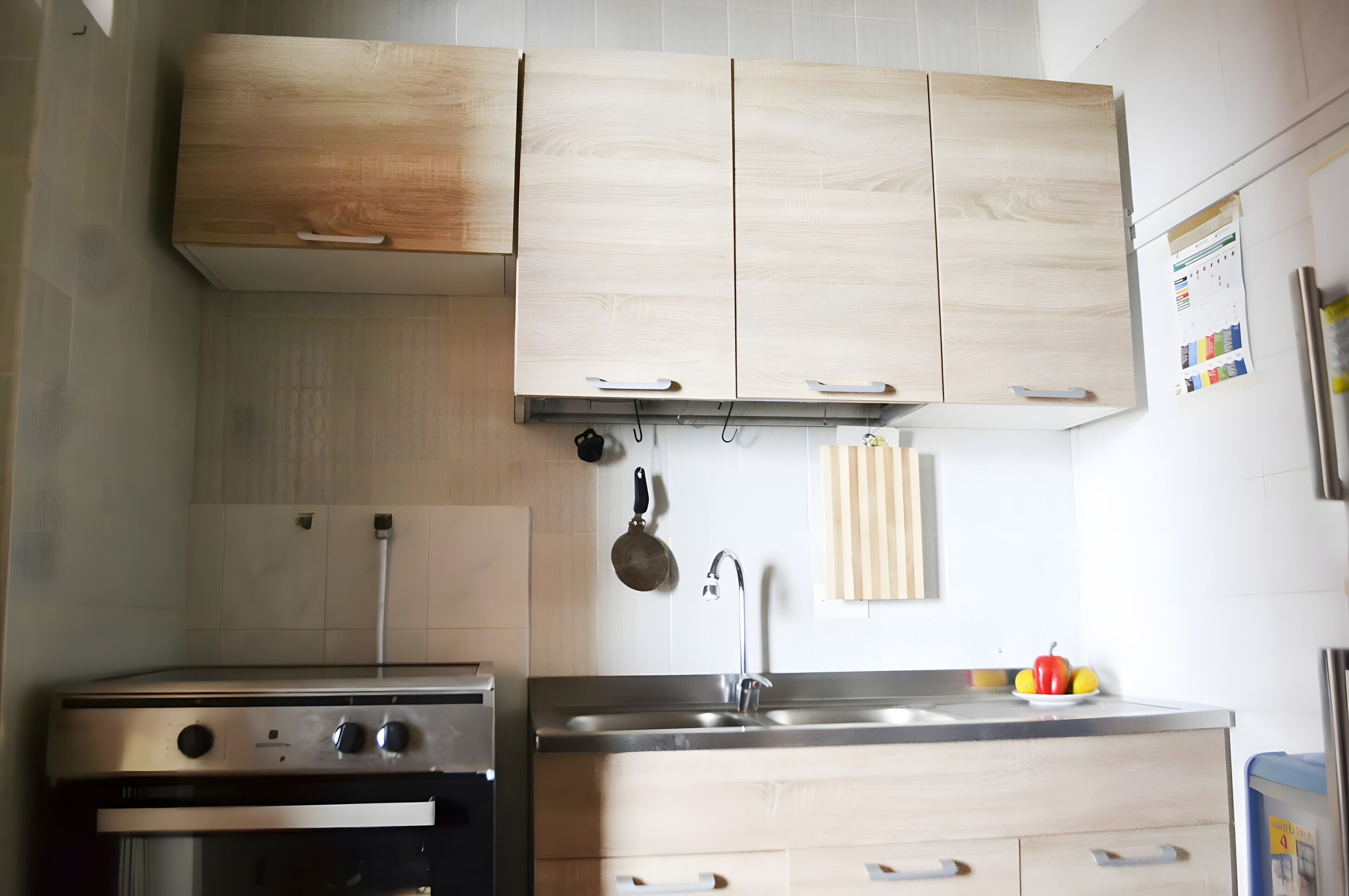 Fridge, oven, stovetop, cookware/dishes/utensils