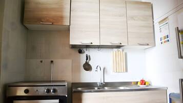 Fridge, oven, stovetop, cookware/dishes/utensils