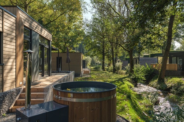 Garden with a hot tub
