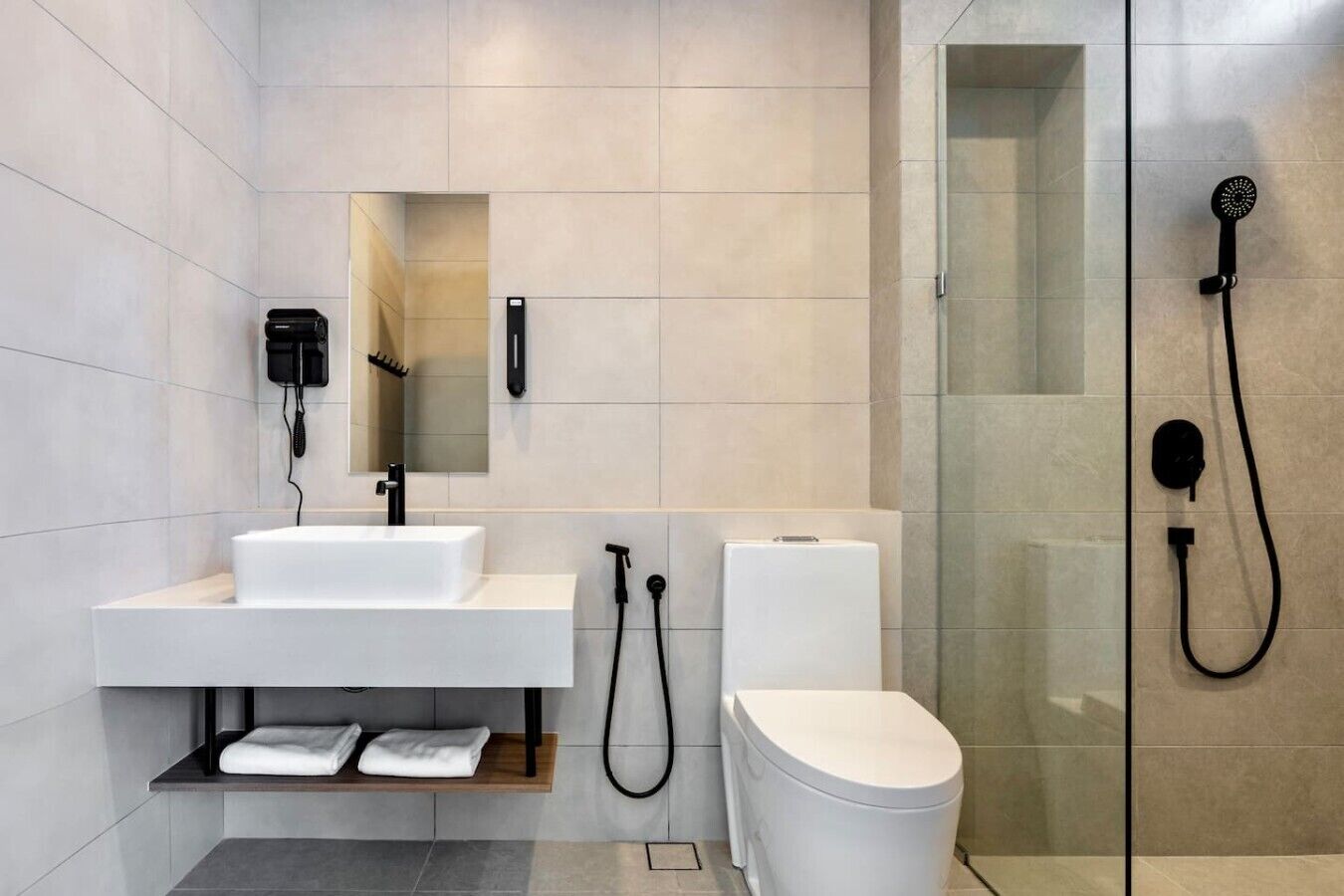 Hair dryer, towels