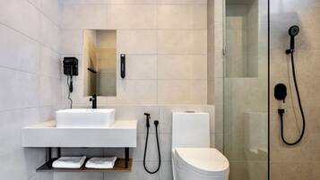 Hair dryer, towels