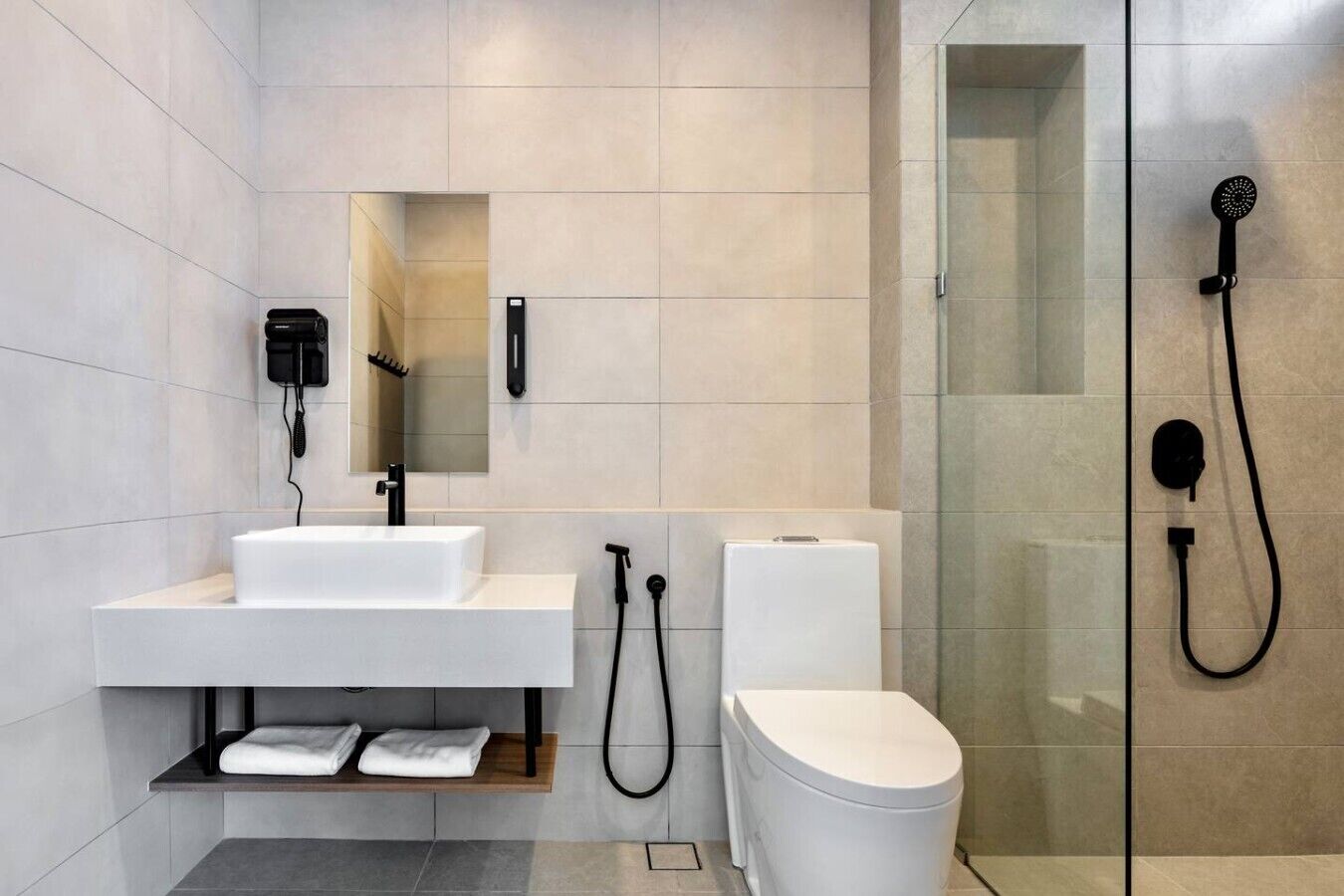 Hair dryer, towels