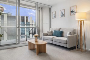 Apartment | Living room - Marina-view 1-bed Apartment in Docklands (Melbourne)