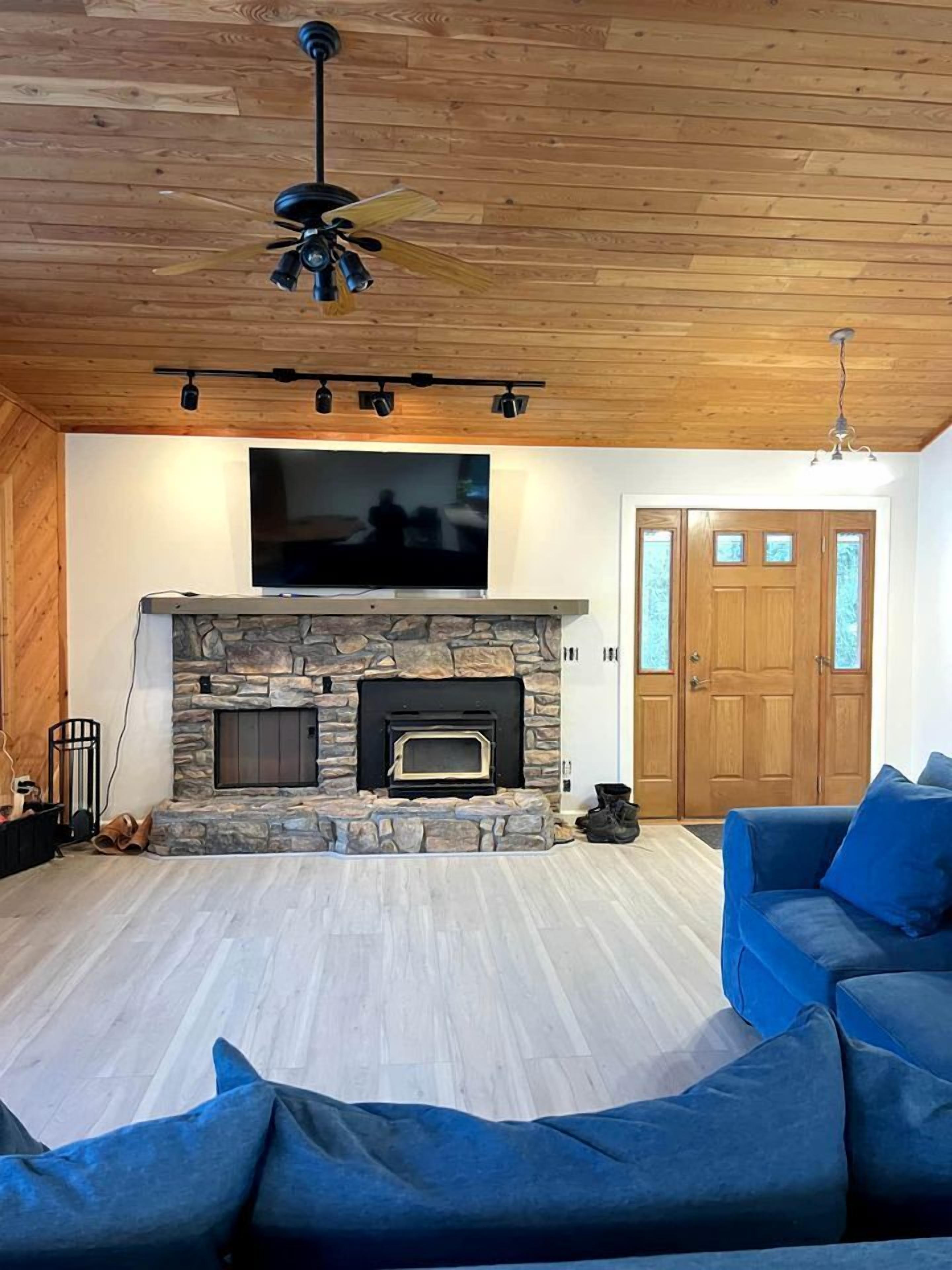 TV, fireplace