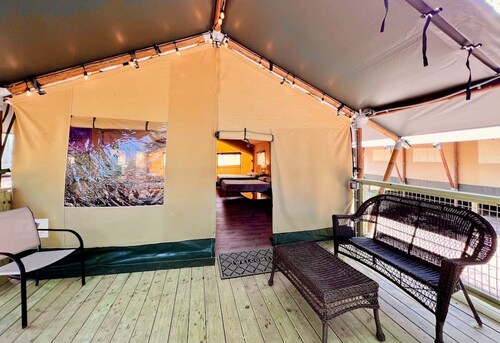 Luxury Reunion: Safari Tent Glamping for Friends Getaway in Cibolo, TX