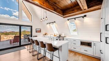 Oven, stovetop, dishwasher, dining tables