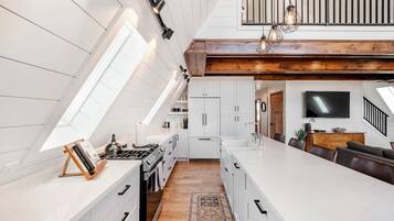Oven, stovetop, dishwasher, dining tables