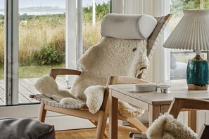 TV, fireplace - Danish summer house idyll overlooking Ebeltoft Bay (Ebeltoft)