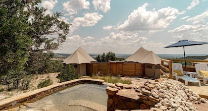 Premium Lakeview Safari Tent Getaway with Private Deck near Lake Travis in Marble Falls, Texas