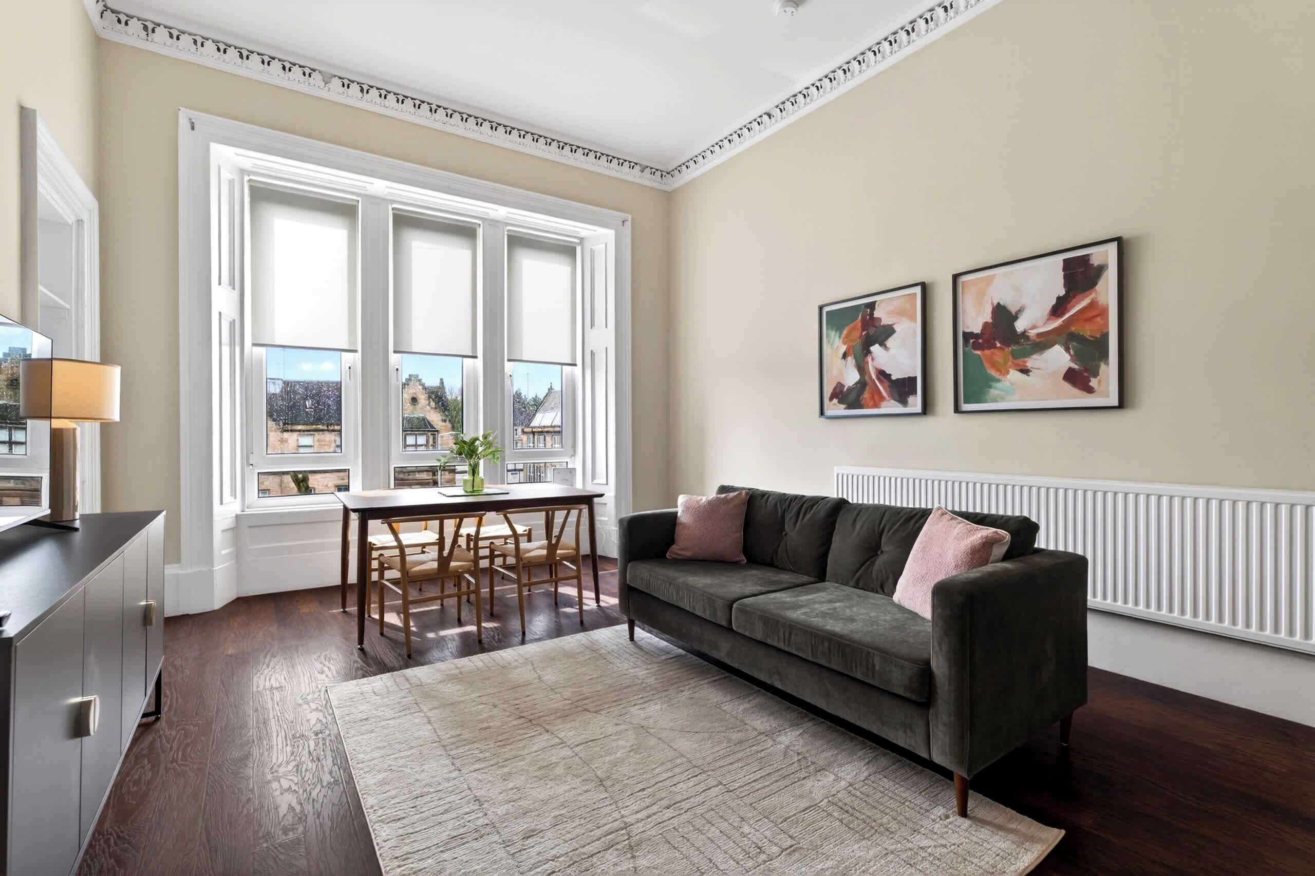 Living area with big windows