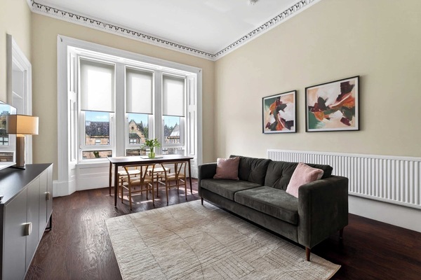 Living area with big windows