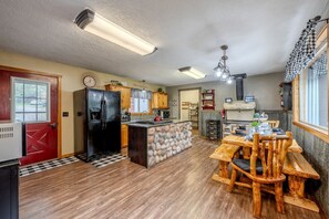 Dining - Charming Wooded Cabin with Fire Pit & Bunkhouse Near Yellowstone, Island Park, ID (Fremont County)