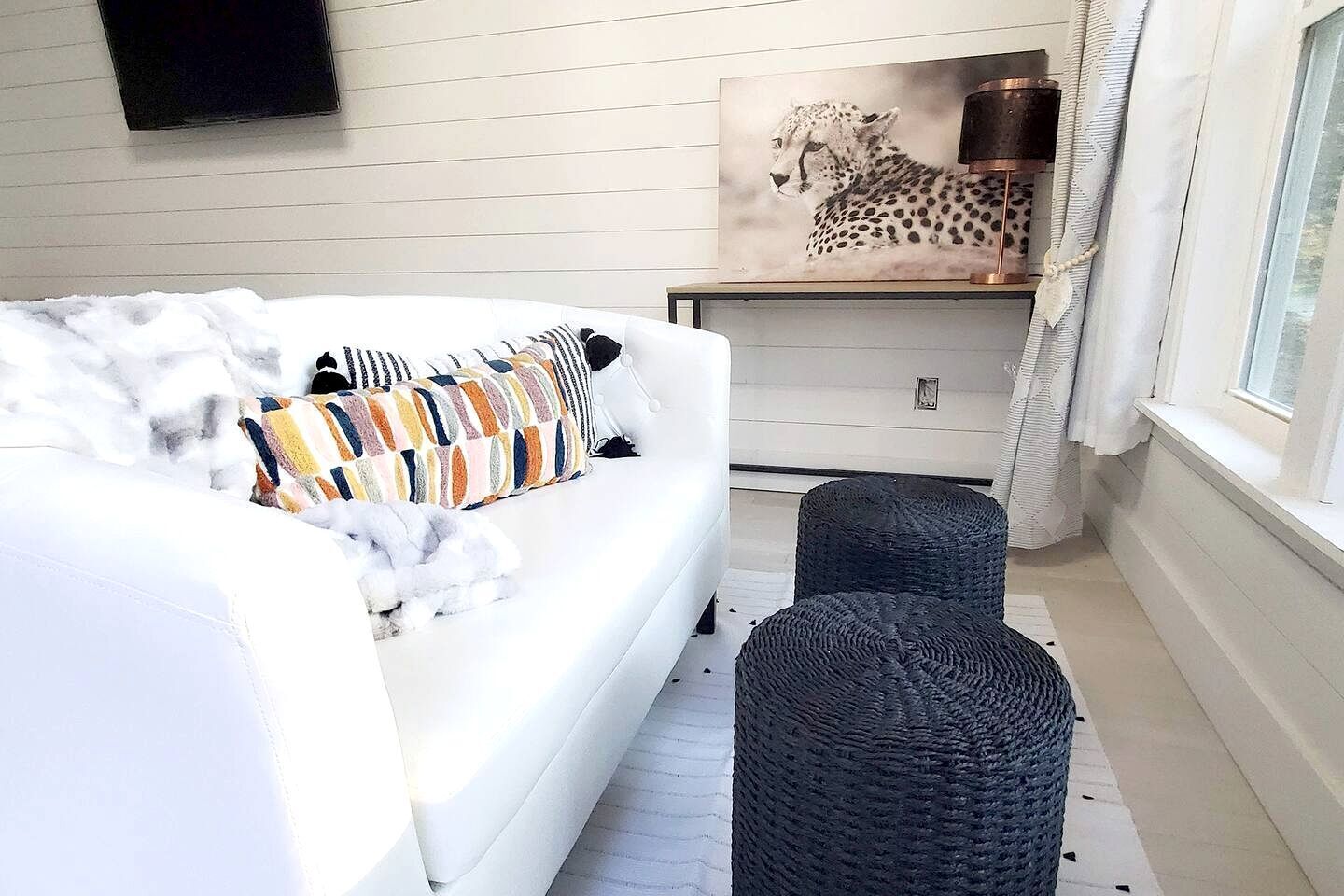 TV, fireplace