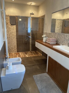 Dusche, Haartrockner, Handtücher