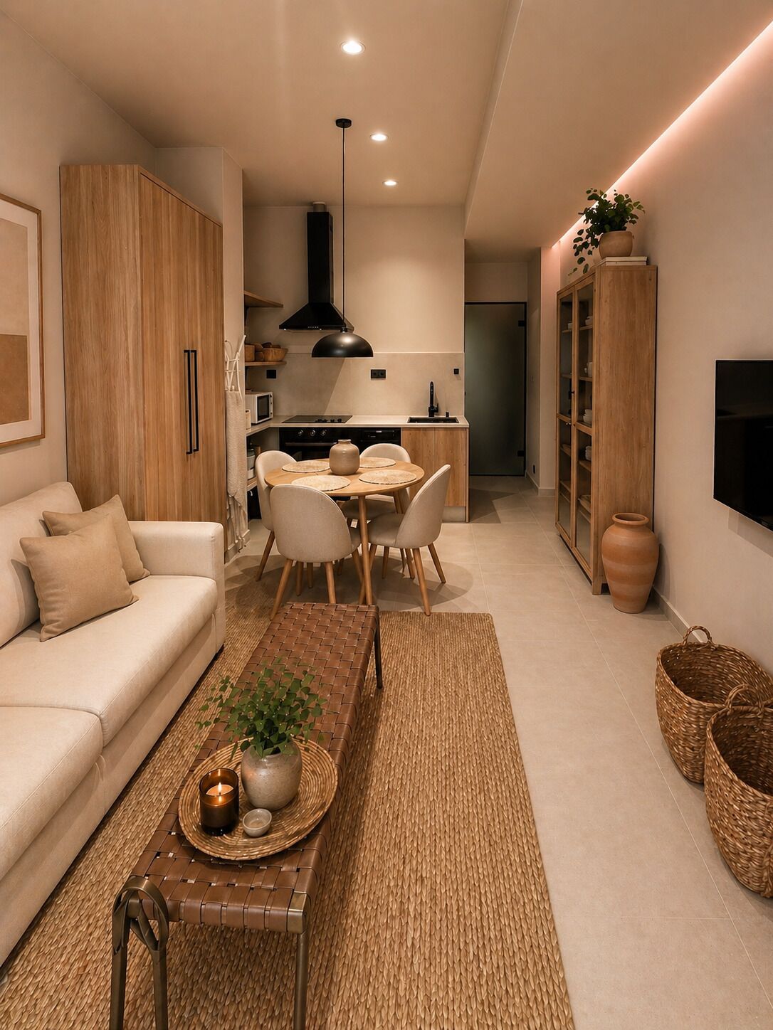 Apartamento, vistas a la ciudad | Zona de estar | Smart TV de 30 pulgadas con canales digitales