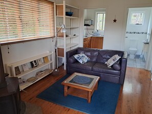 Living area - The Lookout@RiverHaven ~ Private timber cabin, river views & huge swimming holes (Millstream)
