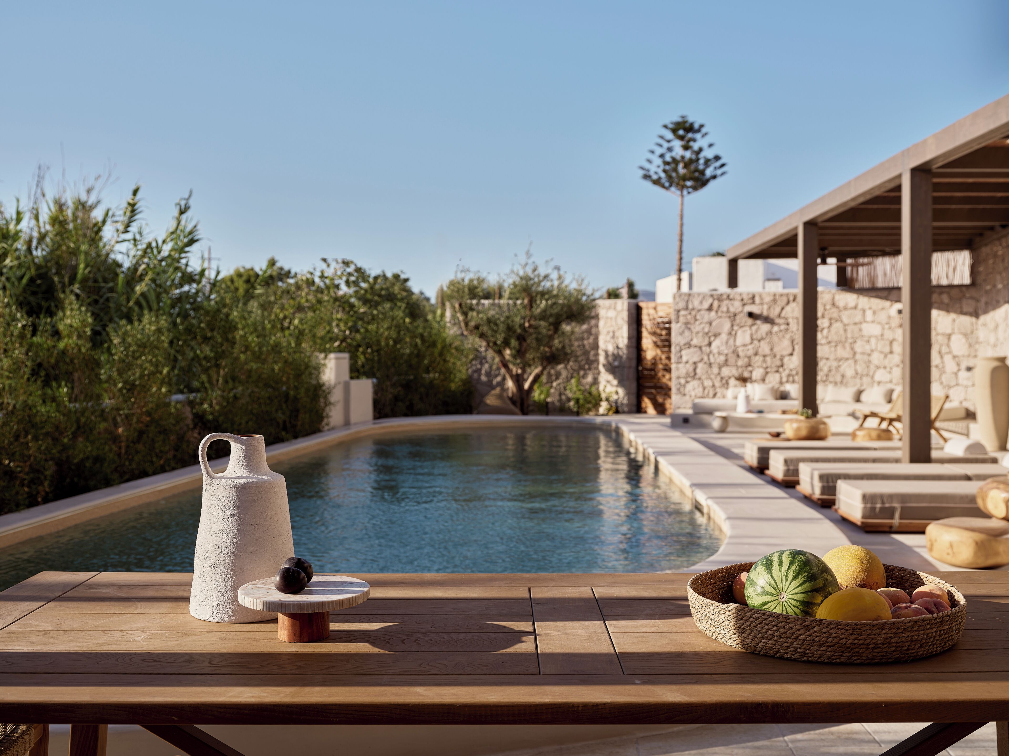 Seasonal outdoor pool, pool umbrellas, sun loungers