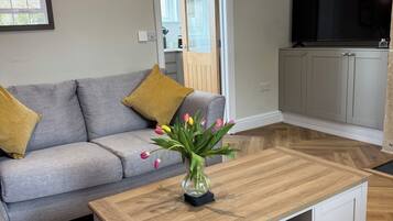 Una Smart TV, una chimenea