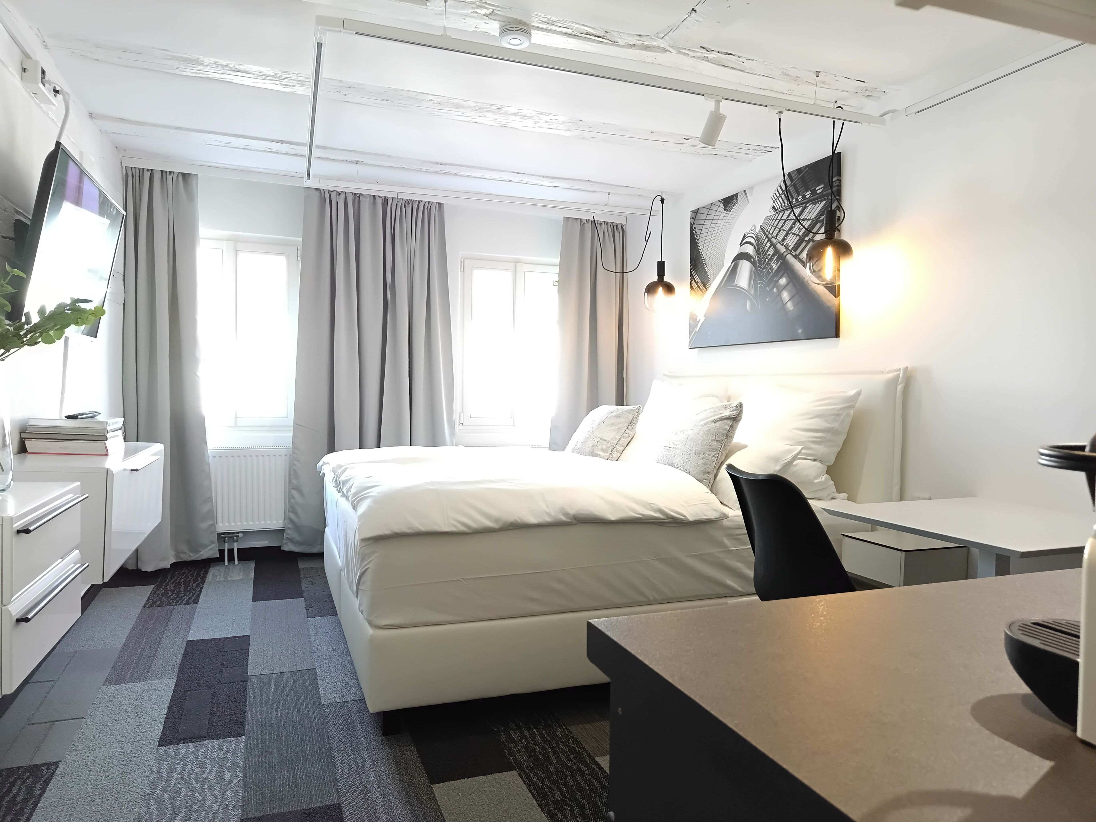 Estudio, 1 cama de matrimonio grande, no fumadores, baño privado | Ropa de cama de alta calidad, cortinas opacas, sistema de insonorización
