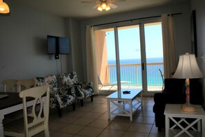 Living area - New to the Rental Program Gulf-Front Getaway at Sunrise Beach 1707 (Panama City Beach)