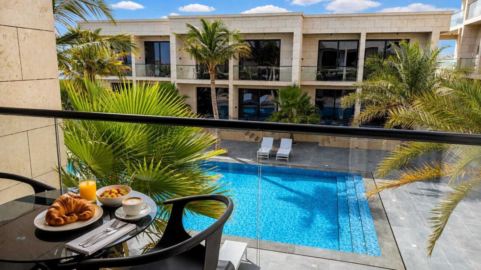 Twin Room, Balcony, Pool View | Terrace/patio
