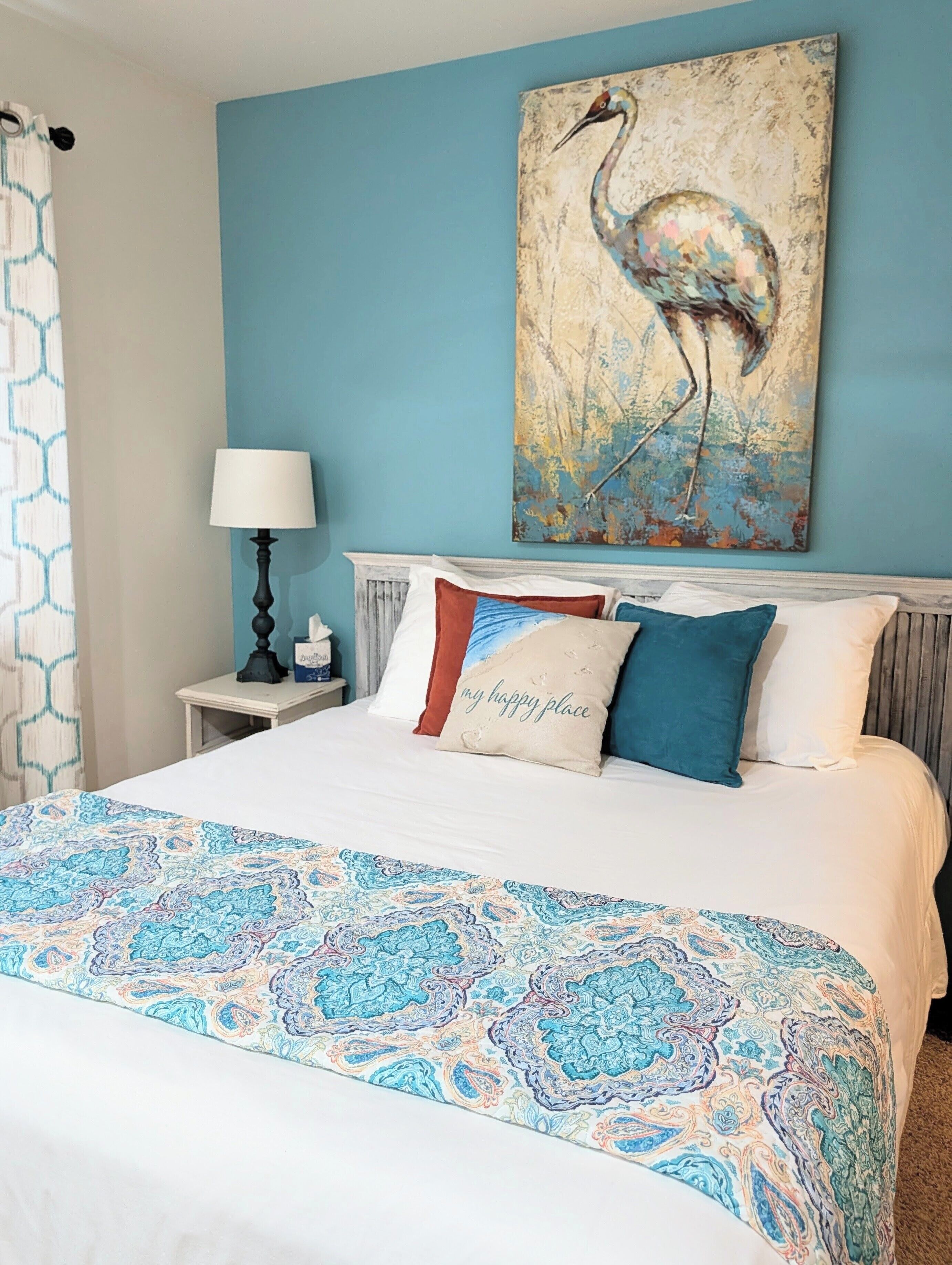 Iron/ironing board, travel crib, free WiFi, bed sheets