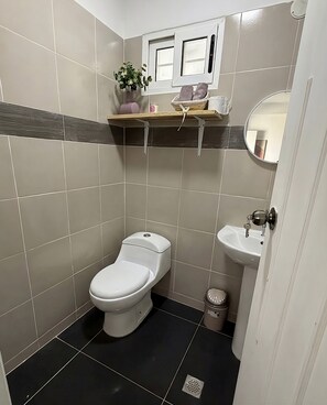 Dusche, Handtücher, Toilettenpapier