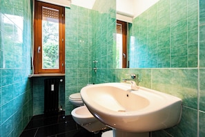 Dusche, Haartrockner, Bidet, Handtücher