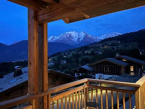 Summit Chalet Combloux with stunning views of Mont Blanc.