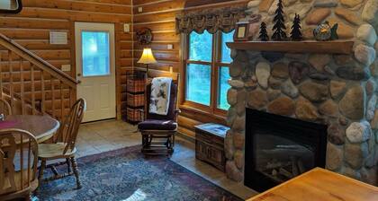 Cozy lake cabin in Crosslake with a fireplace, perfect for relaxing getaways.