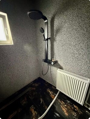 Douche, séchoir à cheveux, papier de toilette