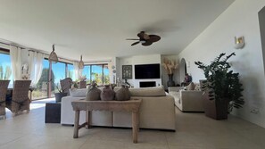 TV, fireplace - Provencal villa with pool and panoramic views (La Gaude)