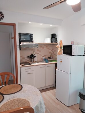 Fridge, microwave, stovetop, coffee/tea maker - Apartment “Soleil D'Oc 8” with Private Garden (Cazaubon)