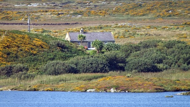 A house with a sloped roof, surrounded by dense vegetation and a body of water. - 2 Bed in Ballyconneely (oc-i231) (Leitirshask)