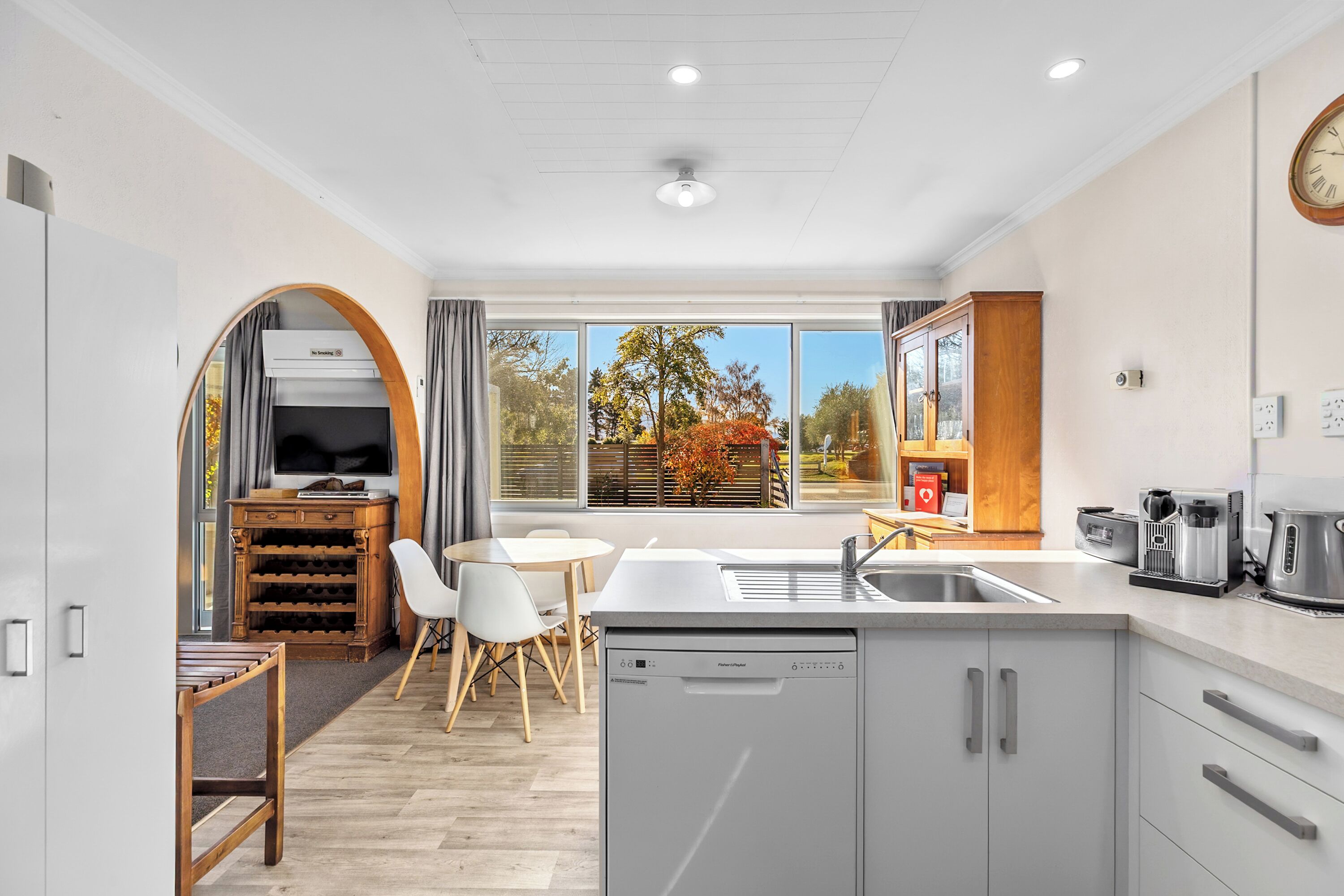Fridge, microwave, dishwasher, coffee/tea maker