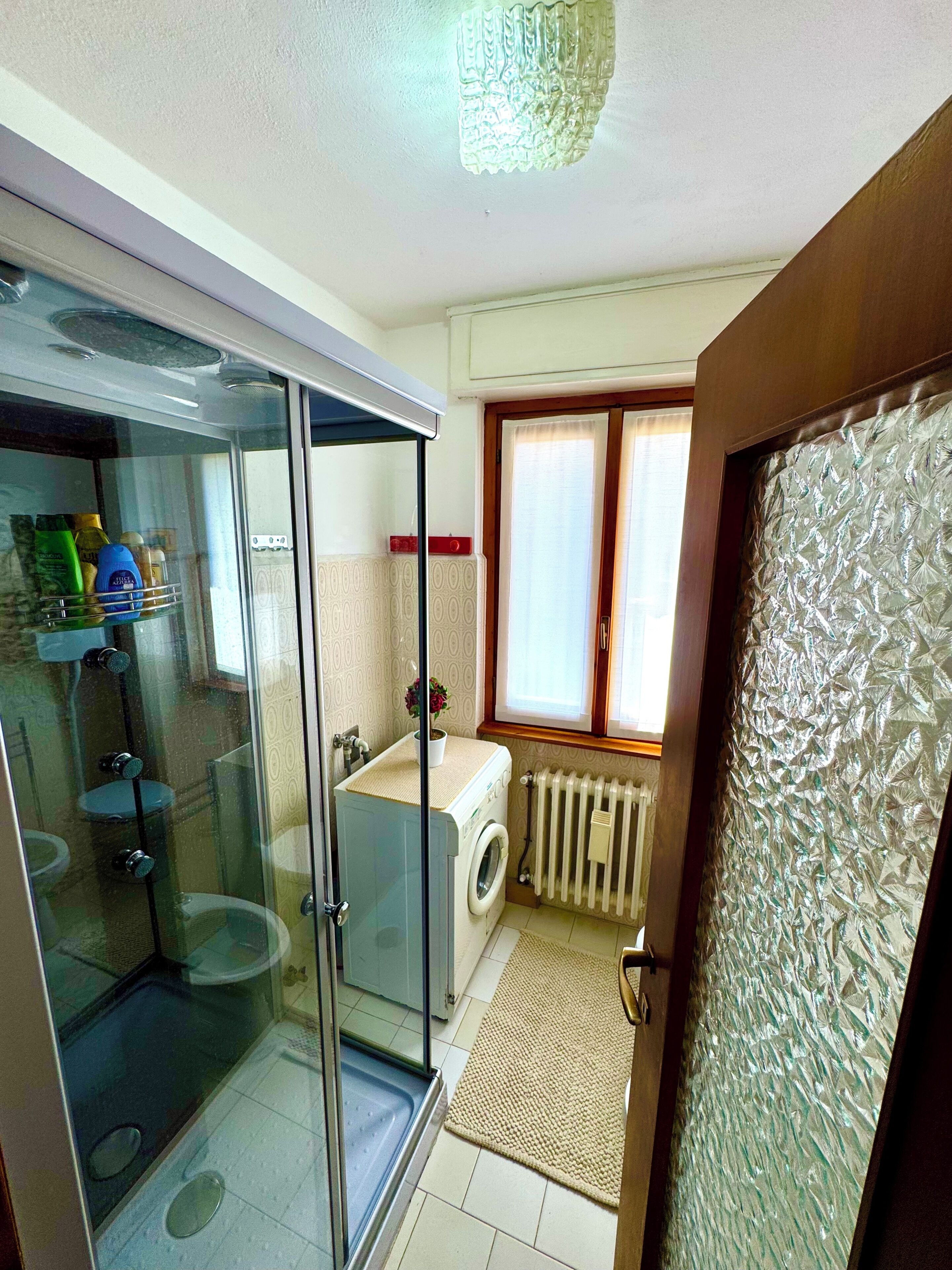 Shower, bidet, soap, toilet paper