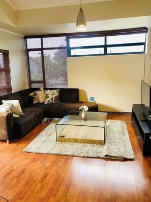 Living area - 1 bedroom apartment in a secure Golf Estate in Northriding, has Wifi and Netflix (Roodepoort)