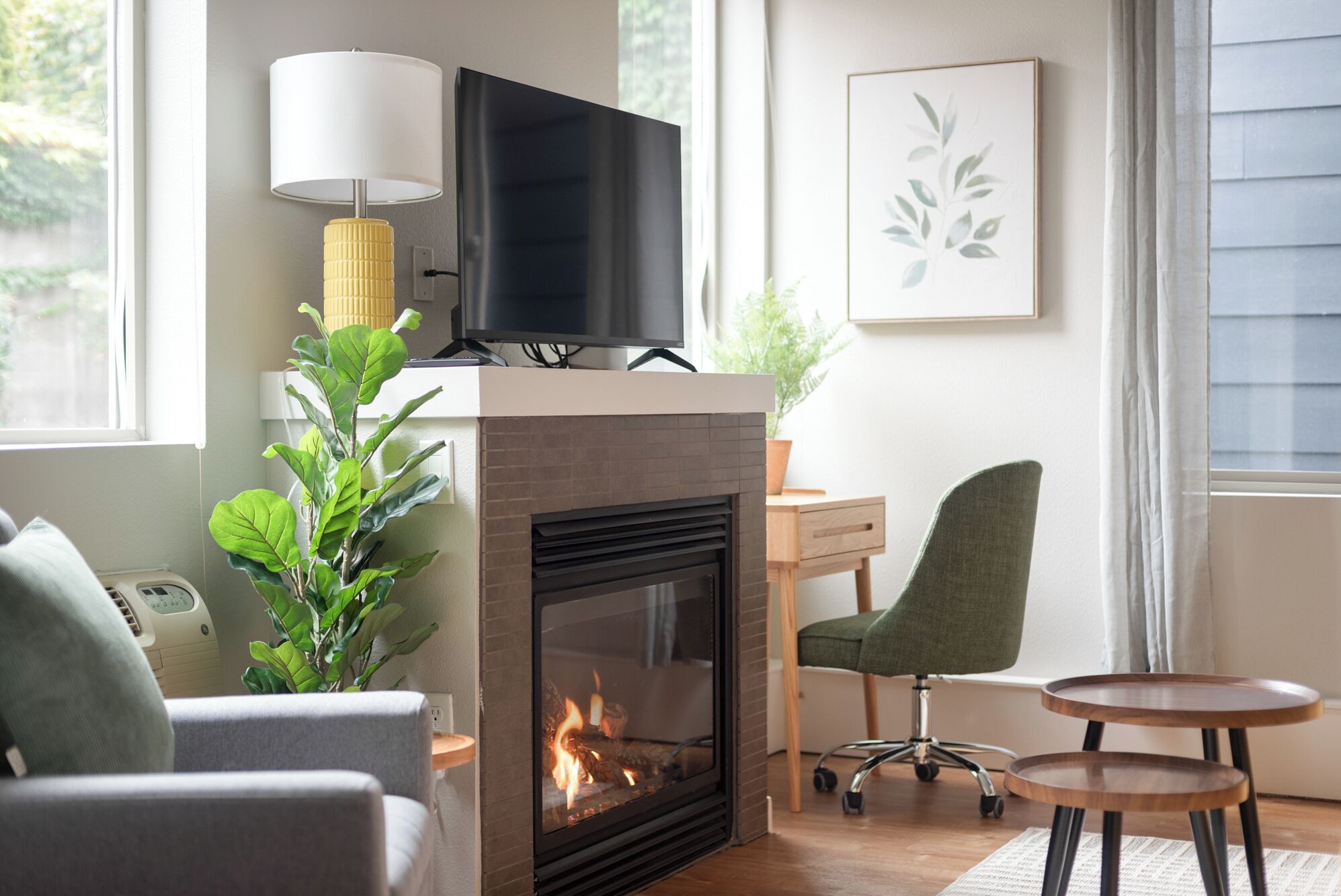 Smart TV, fireplace