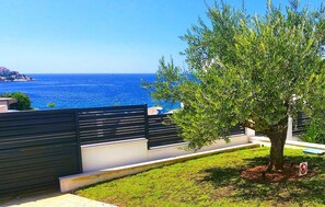 A coastal view with a tree and a fence overlooking the sea. - Awesome home in Sevid (Sevid)