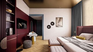 Kamar Deluks, 2 Tempat Tidur Twin, pemandangan kota | Seprai premium, selimut bulu angsa, busa memori, dan minibar