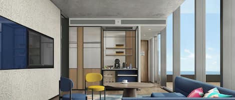 Suite, 1 King Bed, Terrace, Partial Sea View | Living area