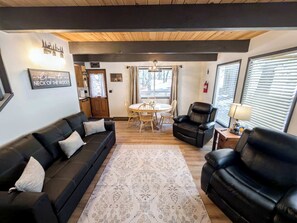 TV, fireplace, table football - Deer Canyon Retreat  Cozy Cabin in the Pines (Big Bear Lake)